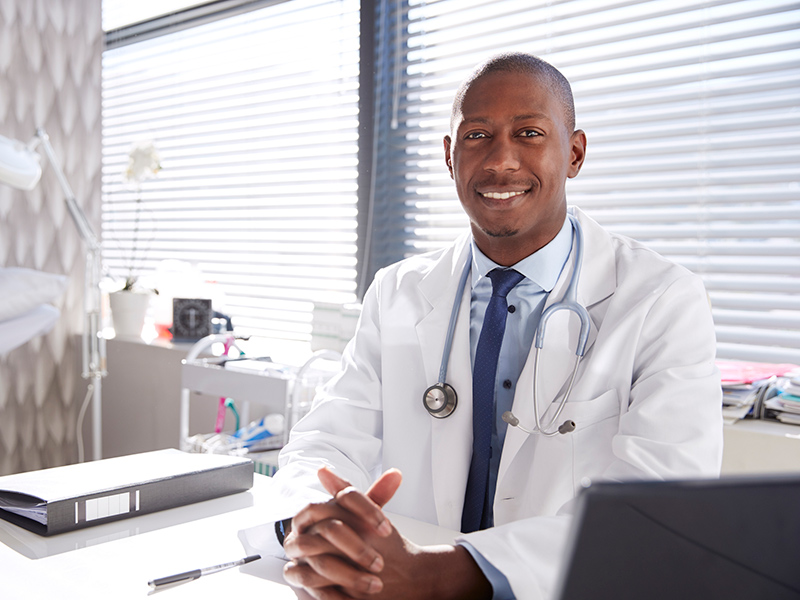 Doctor sitting at desk